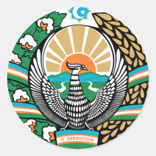 Sticker Rond Manteau de l'Ouzbékistan des bras