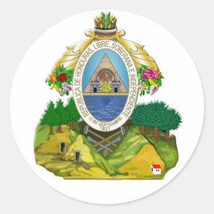 Sticker Rond Manteau d'emblème du Honduras des bras hondurien