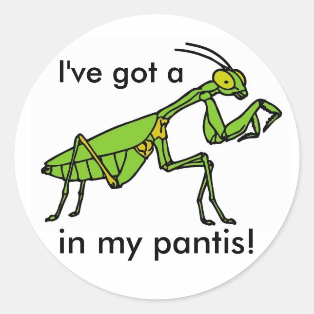 Sticker Rond Mantis dans mon Pantis ! (Devant)