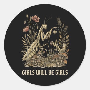 Sticker Rond Mantisse de prière pour filles féminines