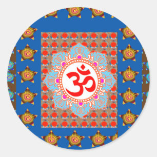 Sticker Rond Mantra OmMANTRA Élégant : Méditation Yoga Guérison