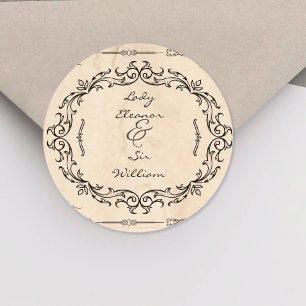Sticker Rond Manuscrit médiéval Mariage élégant