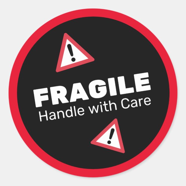 Sticker Rond Manutention fragile avec soin (Devant)