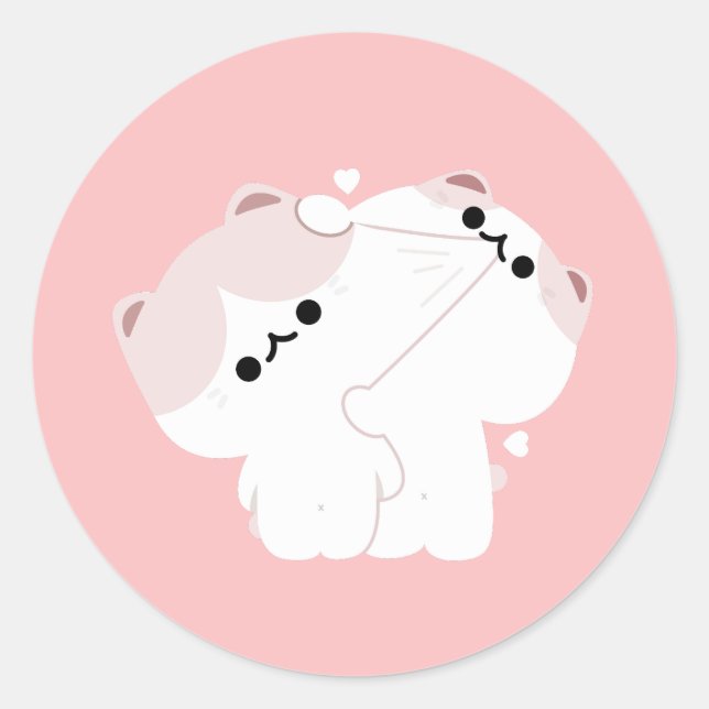 Sticker Rond Manx Cat Couple (Devant)