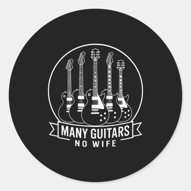 Sticker Rond Many Guitars One Wife Funny For Men Women  (Devant)