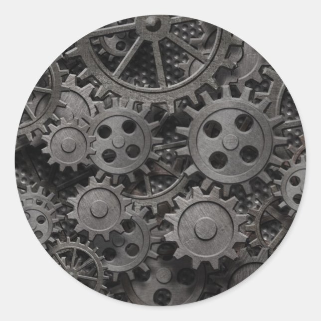 Sticker Rond Many old rusty metal gears or machine (Devant)