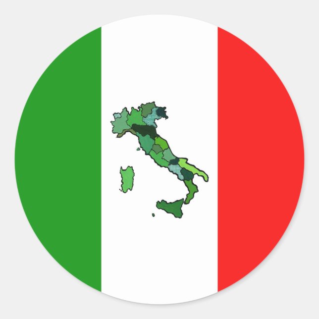 Sticker Rond Map of Italy and Italian Flag (Devant)