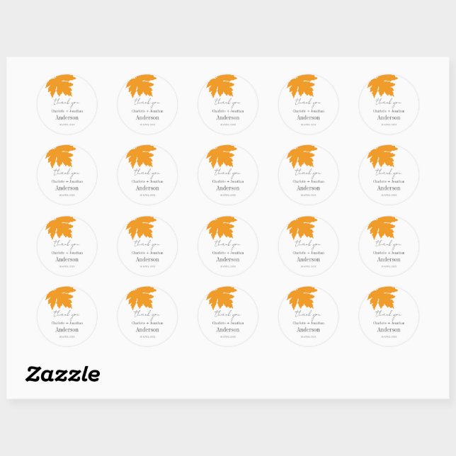 Sticker Rond Maple Leaf de l'automne jaune favorise le Merci (Feuille)