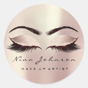 Sticker Rond Maquillage Artiste Beauté Blush rose Oeil Parties