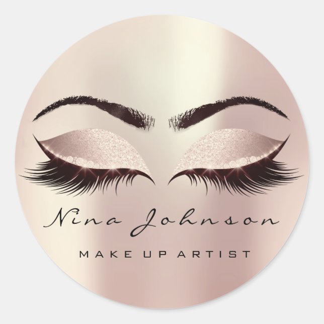 Sticker Rond Maquillage Artiste Beauté Blush rose Oeil Parties  (Devant)