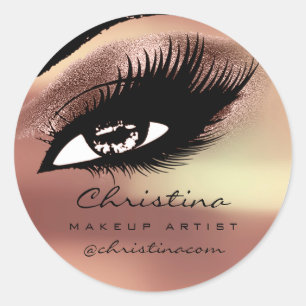 Sticker Rond Maquillage Artiste Eyelash Extension Rose Cuivre