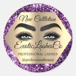 Sticker Rond Maquillage Artiste Gold Purple Eyelash Nettoyant