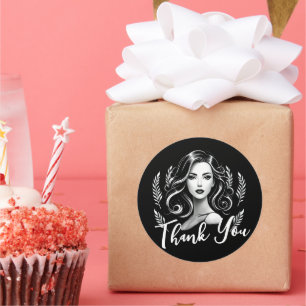 Sticker Rond Maquillage Artiste Hair Styliste noir Blanc Merci