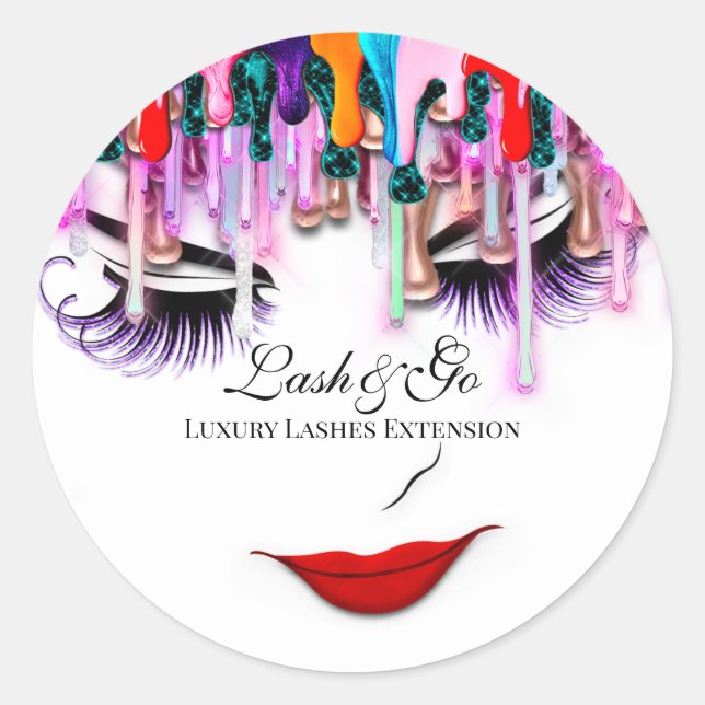 Sticker Rond Maquillage Artiste Lash Extension Beauté Holograph (Devant)