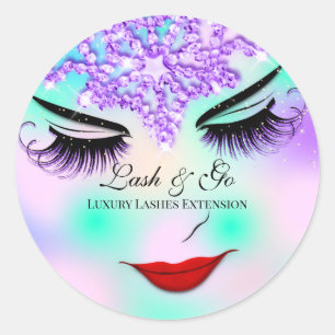 Sticker Rond Maquillage Artiste Lash Extension Beauté Shop Purp