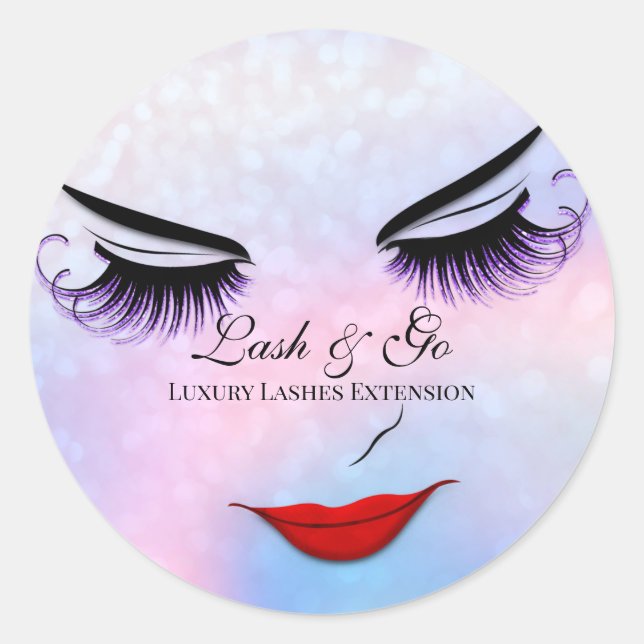 Sticker Rond Maquillage Artiste Lash Extension Beauté Shop Viol (Devant)