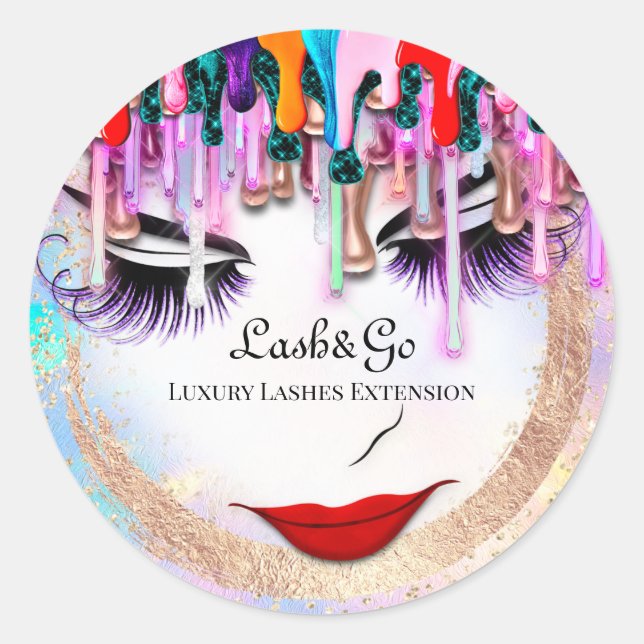 Sticker Rond Maquillage Artiste Lash Extension Drivers Or (Devant)