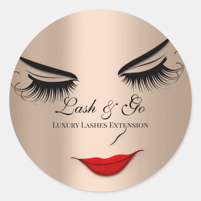 Sticker Rond Maquillage Artiste Lash Extension Lèvres rouges Fi (Devant)