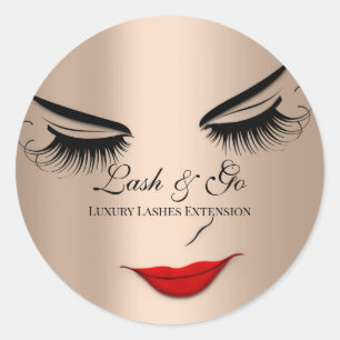 Sticker Rond Maquillage Artiste Lash Extension Lèvres rouges Fi