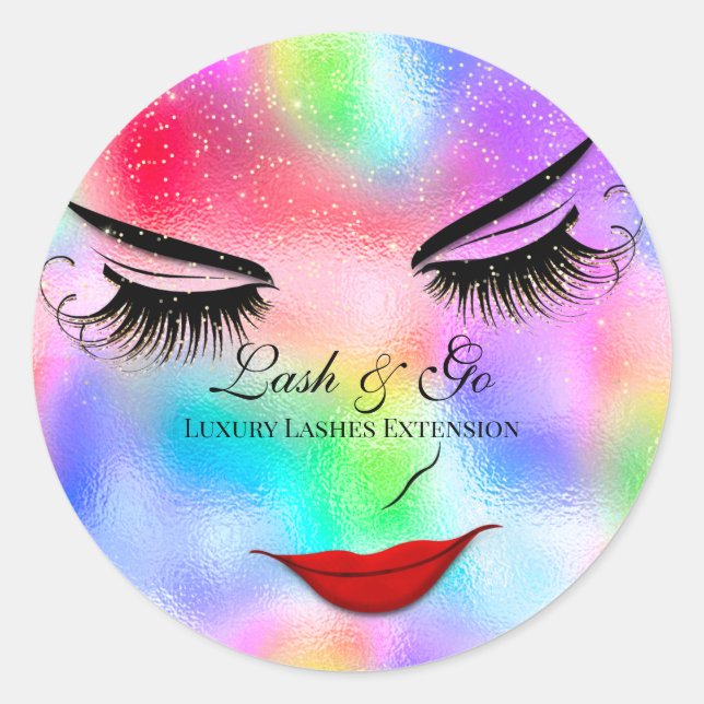 Sticker Rond Maquillage Artiste Lash Extension Lièvres Violet H (Devant)