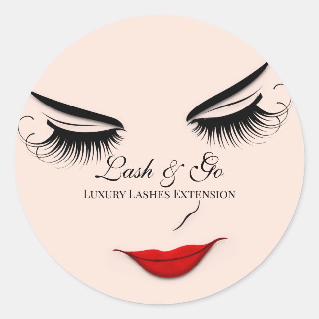 Sticker Rond Maquillage Artiste Lash Extension Lips Rose Blush (Devant)