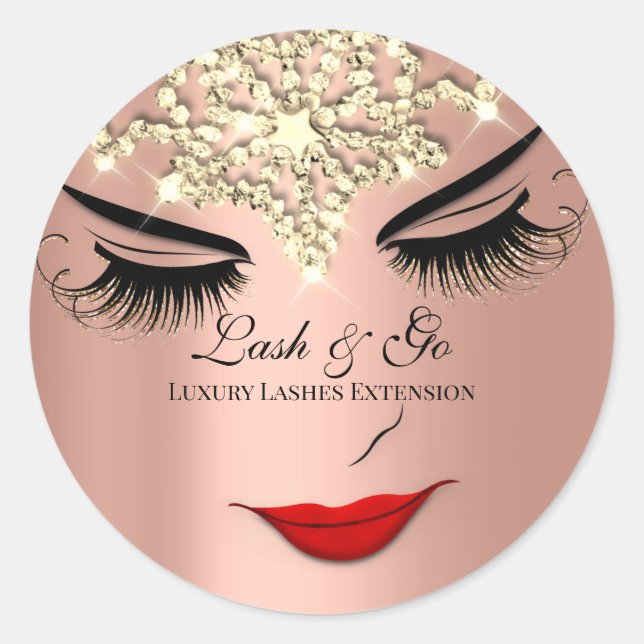 Sticker Rond Maquillage Artiste Lash Extension Lips Rose Diamon (Devant)