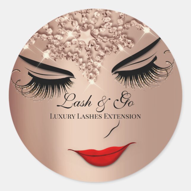 Sticker Rond Maquillage Artiste Lash Extension Lips Rose Prince (Devant)