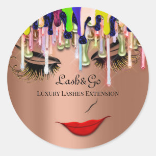 Sticker Rond Maquillage Artiste Lash Rose Blu