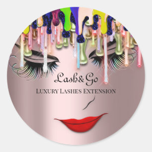 Sticker Rond Maquillage Artiste Lash Rose de produits Lèvres ro