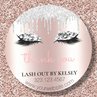 Sticker Rond Maquillage Artiste Lashes Parties scintillant rose