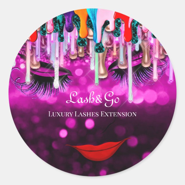 Sticker Rond Maquillage Artiste Lashes Produit Boutique en lign (Devant)