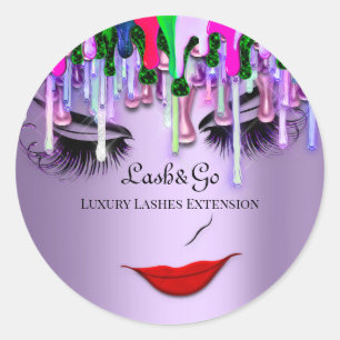 Sticker Rond Maquillage Artiste Lashes Produit Lavande à Déchet