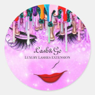 Sticker Rond Maquillage Artiste Lashes produit Lecteurs rose Gl