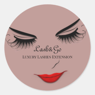 Sticker Rond Maquillage Artiste Lashes Produit Lèvres rouges Lè