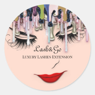 Sticker Rond Maquillage Artiste Lashes Produit Lèvres rouges Ro