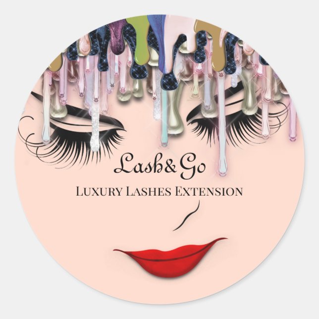 Sticker Rond Maquillage Artiste Lashes Produit Lèvres rouges Ro (Devant)