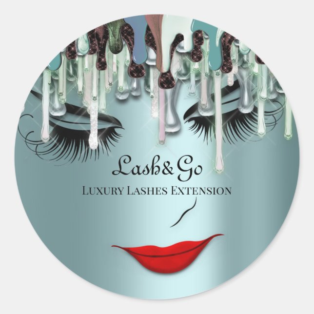 Sticker Rond Maquillage Artiste Lashes produit Mint Vert Bleu (Devant)