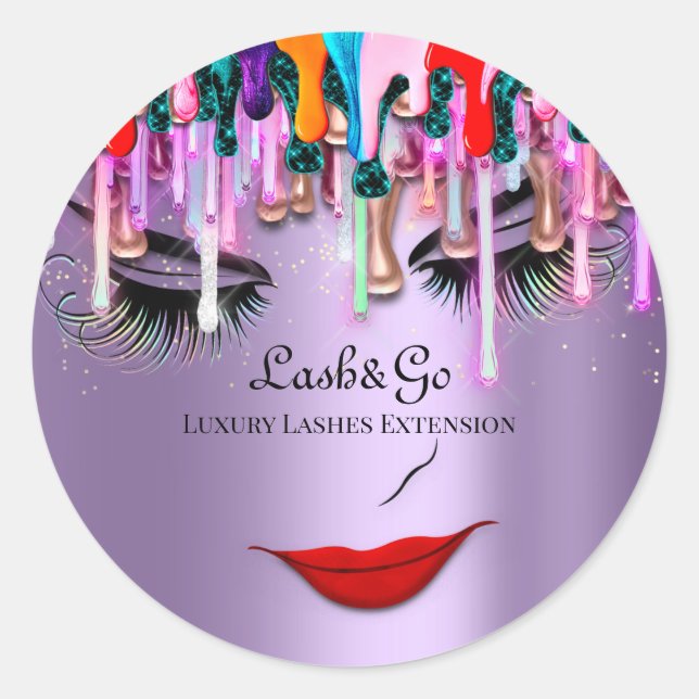 Sticker Rond Maquillage Artiste Lashes produit Parties scintill (Devant)