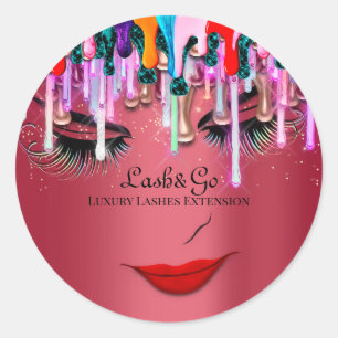 Sticker Rond Maquillage Artiste Lashes produit Parties scintill