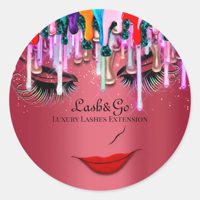 Sticker Rond Maquillage Artiste Lashes produit Parties scintill (Devant)