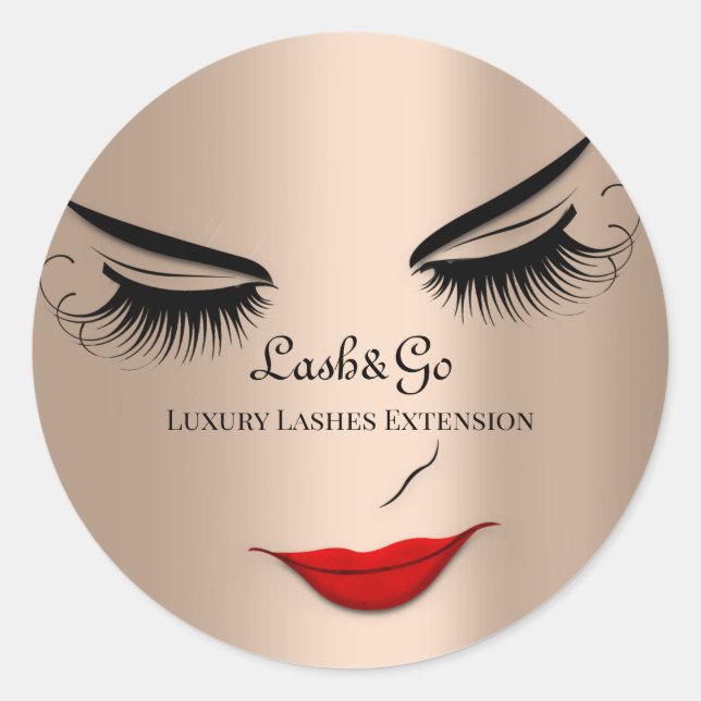 Sticker Rond Maquillage Artiste Lashes Produit Rouge Blush (Devant)