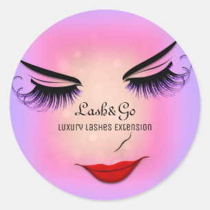 Sticker Rond Maquillage Artiste Lashes Produit Rouge Purple Blu
