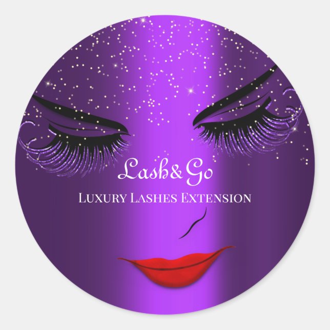 Sticker Rond Maquillage Artiste Lashes Produit Rouge Violet (Devant)