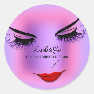 Sticker Rond Maquillage Artiste Lashes Produit Rouge Violet Ros