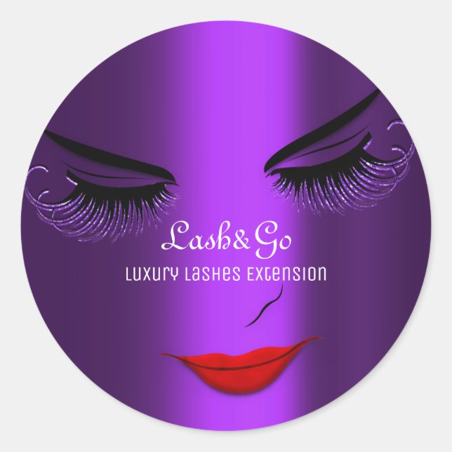 Sticker Rond Maquillage Artiste Lashes Produit Violet rouge (Devant)