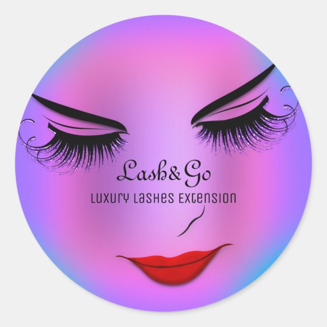 Sticker Rond Maquillage Artiste Lashes Produit Violet violet ro (Devant)