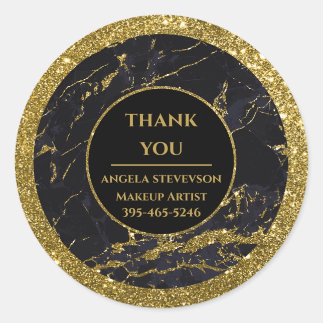 Sticker Rond Maquillage Artiste Noir Marbre Marbre (Devant)