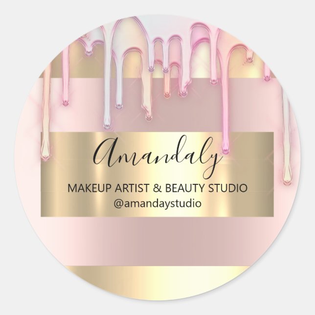 Sticker Rond Maquillage Artiste Parties scintillant Gold Frame  (Devant)