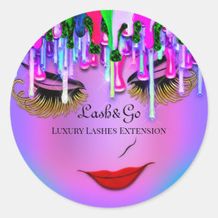 Sticker Rond Maquillage Artiste Purple Lashes Produit Rouge Ros