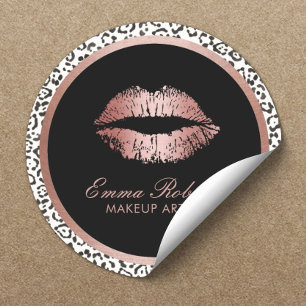 Sticker Rond Maquillage Artiste Rose Gold Lips Empreinte de léo